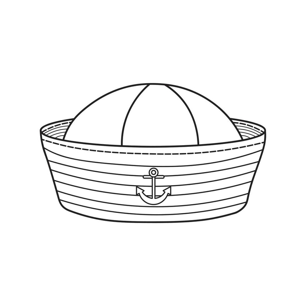 mano disegnato bambini disegno cartone animato vettore illustrazione marinaio cappello isolato su bianca sfondo
