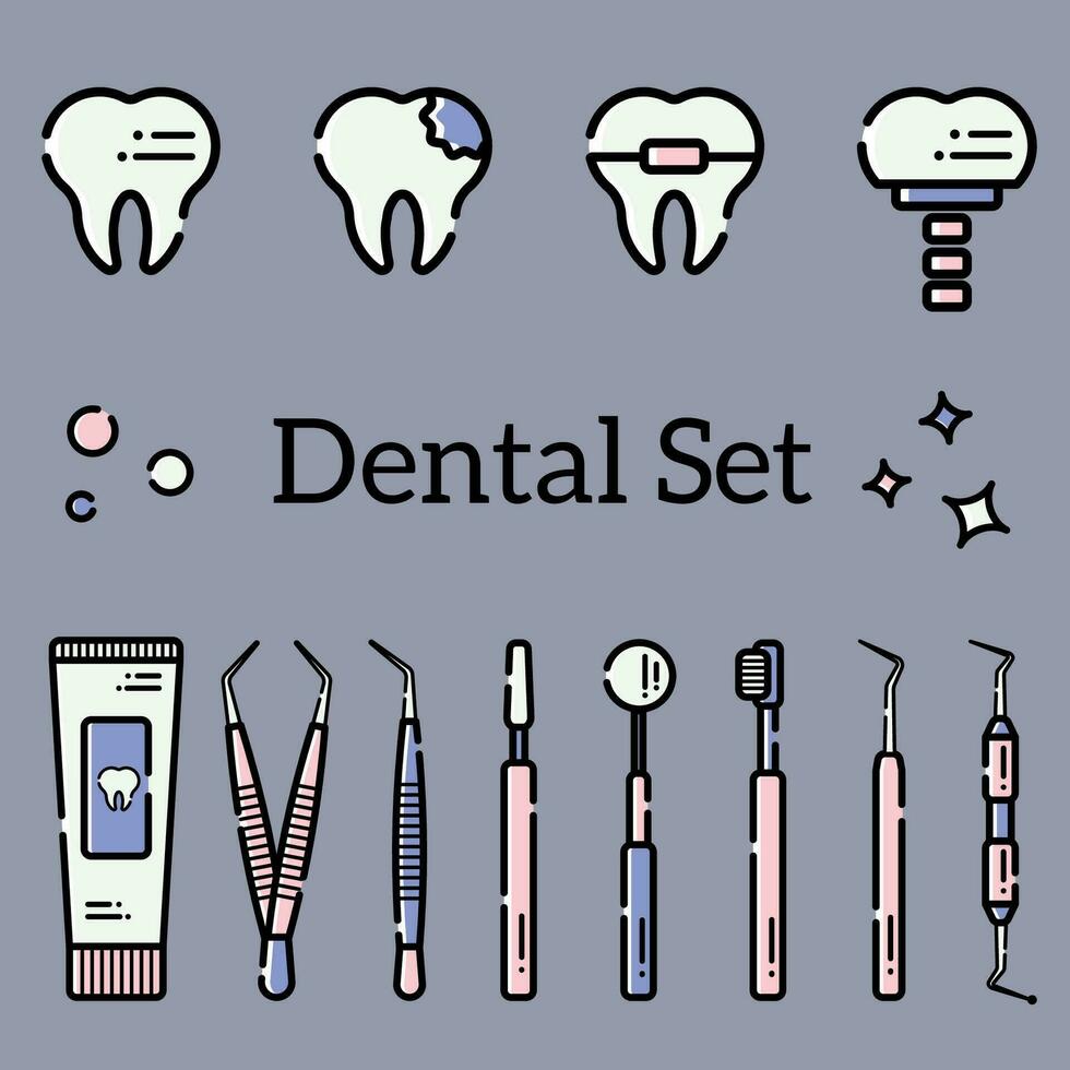 vettore impostato di il dentale elementi