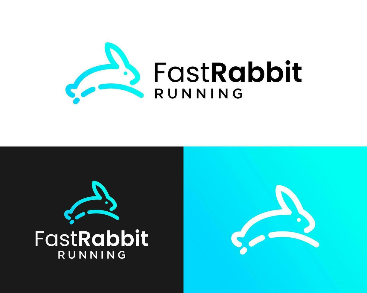 in esecuzione velocità di un' coniglio logo design. vettore