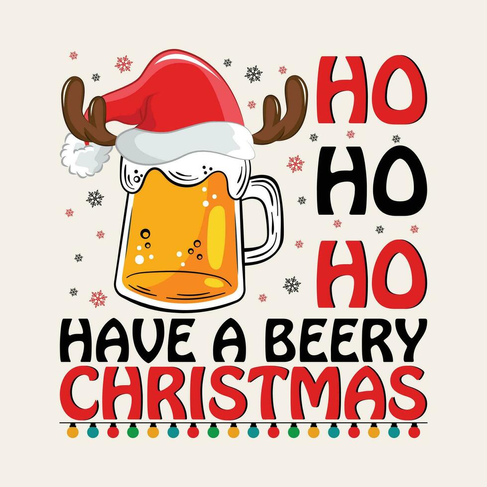 Natale impostato ho ho ho avere un' birra Natale vettore