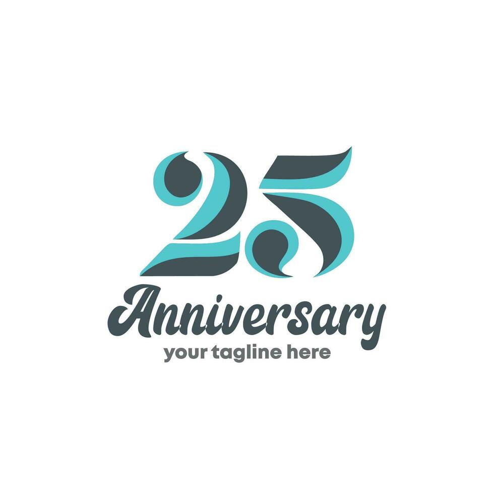 25 th anniversario moderno logo design vettore