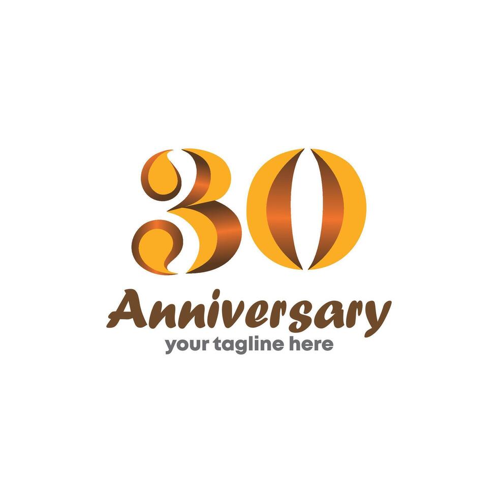 30 th anniversario numeri moderno oro concetto logo. 30 anni logotipo. 30 anni design modello. vettore illustrazione