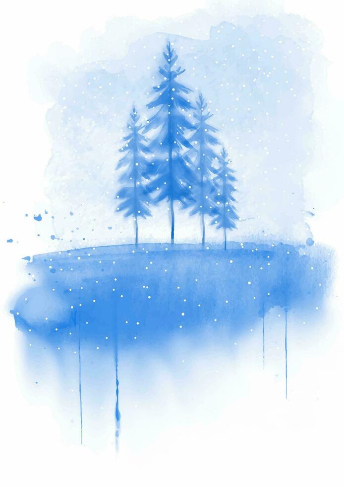 astratto mano dipinto inverno paesaggio con neve vettore