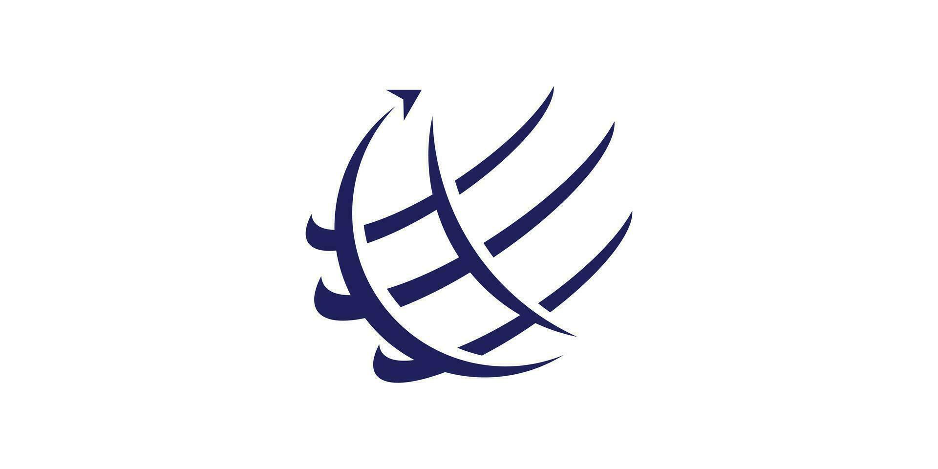 il logo design combina globale forme con viaggio. vettore