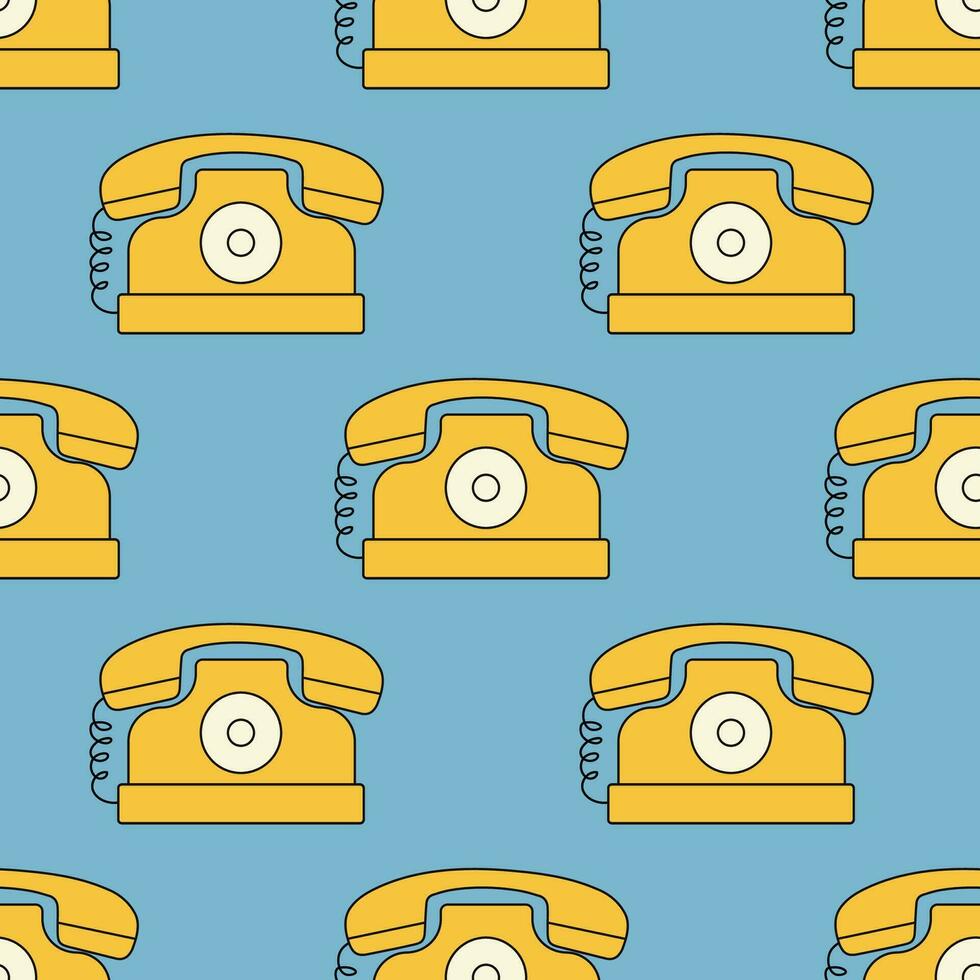 senza soluzione di continuità modello Groovy vecchio stile Telefono giallo . vettore