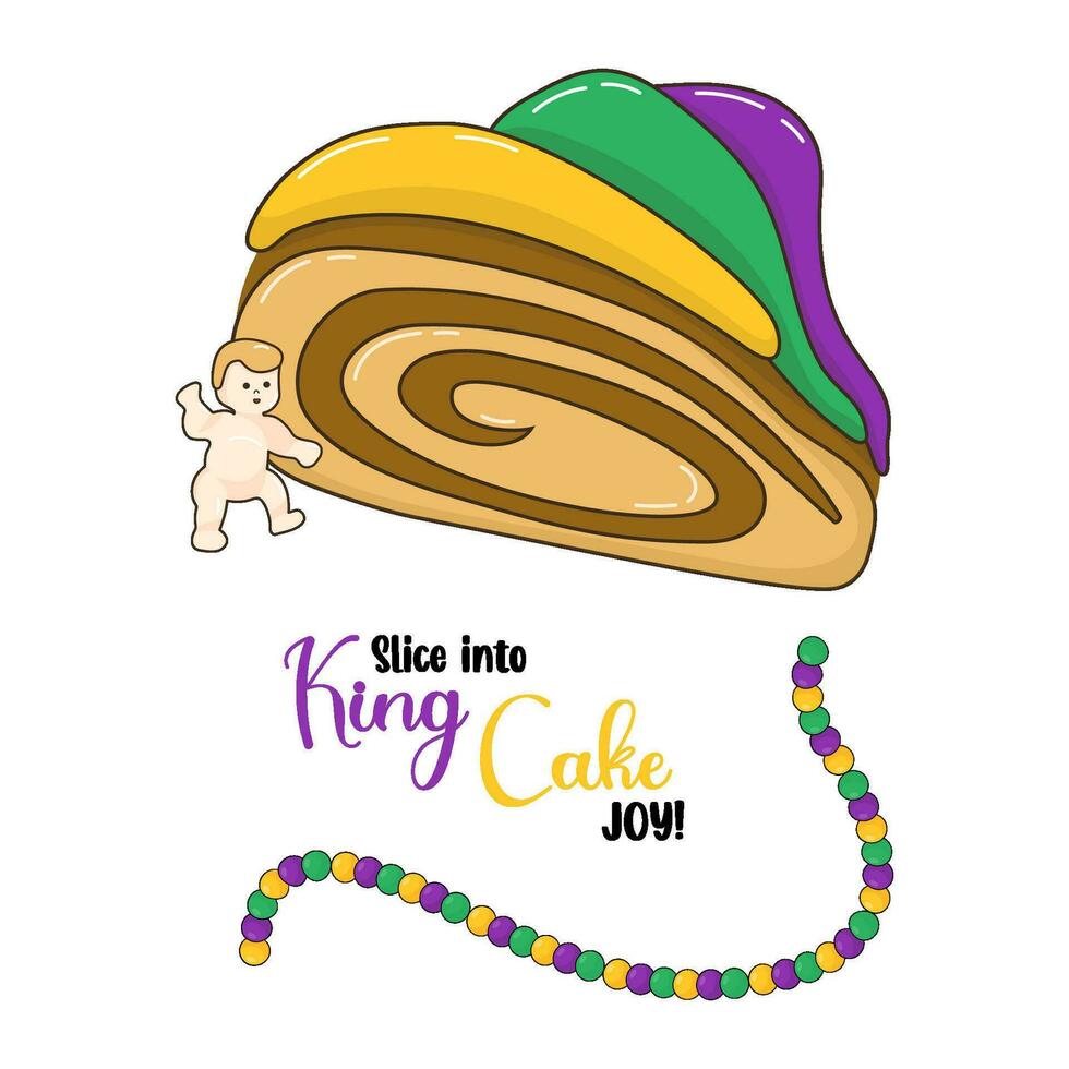 re torta fetta coperto con colorato Smalto e bambino giocattolo. celebrare festivo e delizioso mardi gras carnevale. vettore illustrazione.