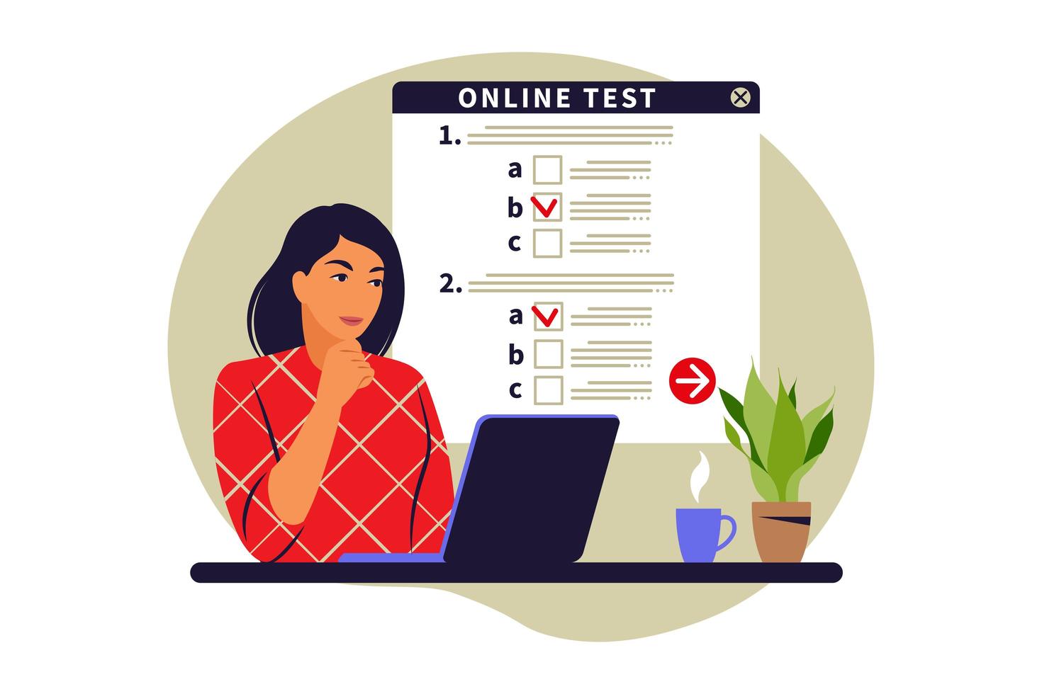 concetto di test online. vettore