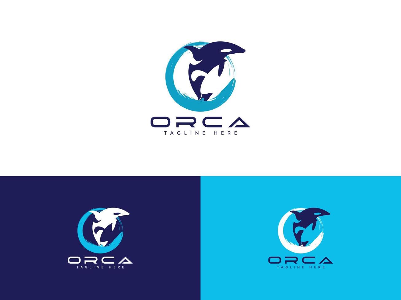 modello di vettore del logo del mare delle balene dell'orca