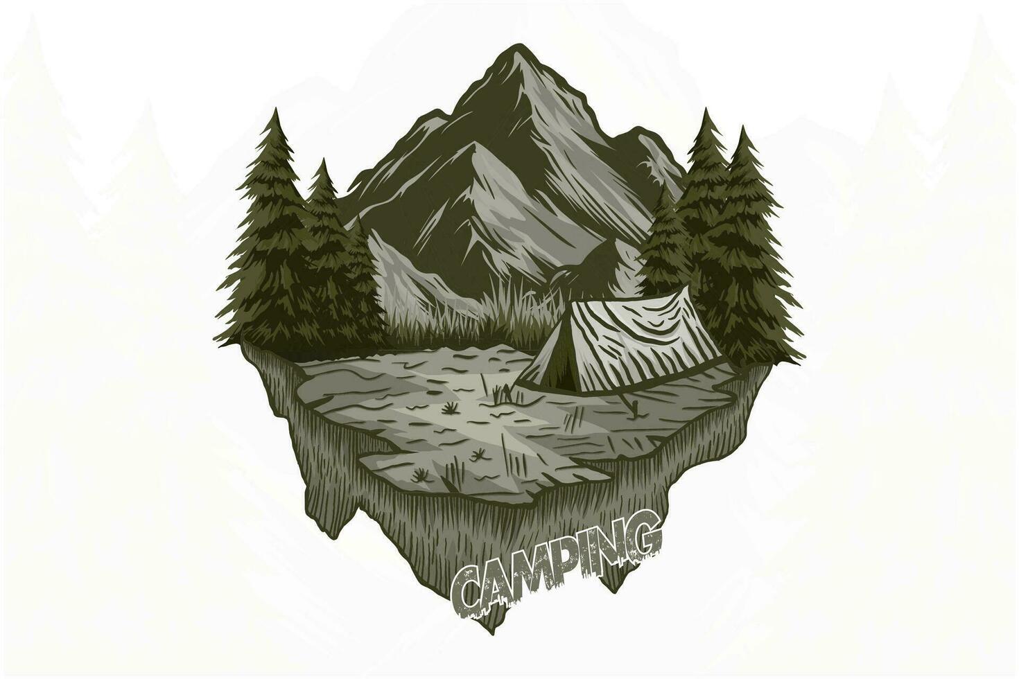 Vintage ▾ montagna campeggio t camicia design illustrazione vettore