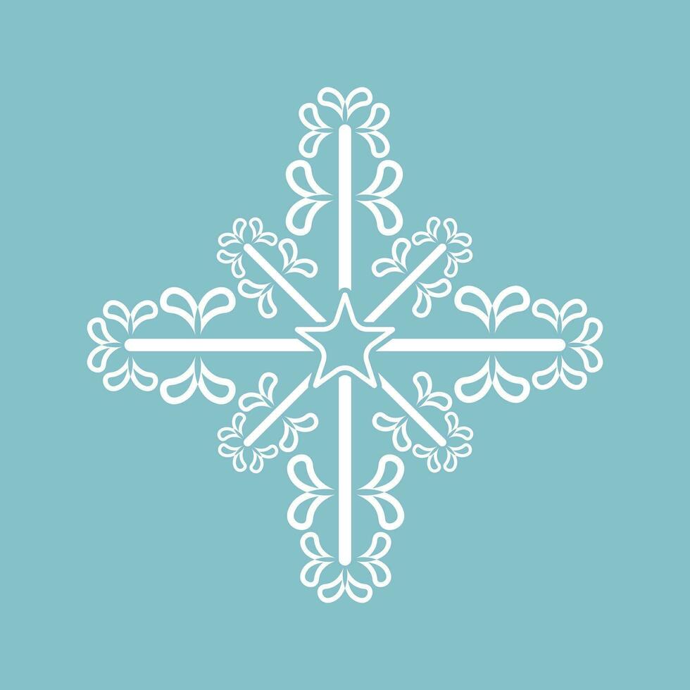 un' bianca i fiocchi di neve isolato su leggero blu sfondo. e fiocco di neve icona. fiocco di neve per design Natale vettore, illustrazione vettore