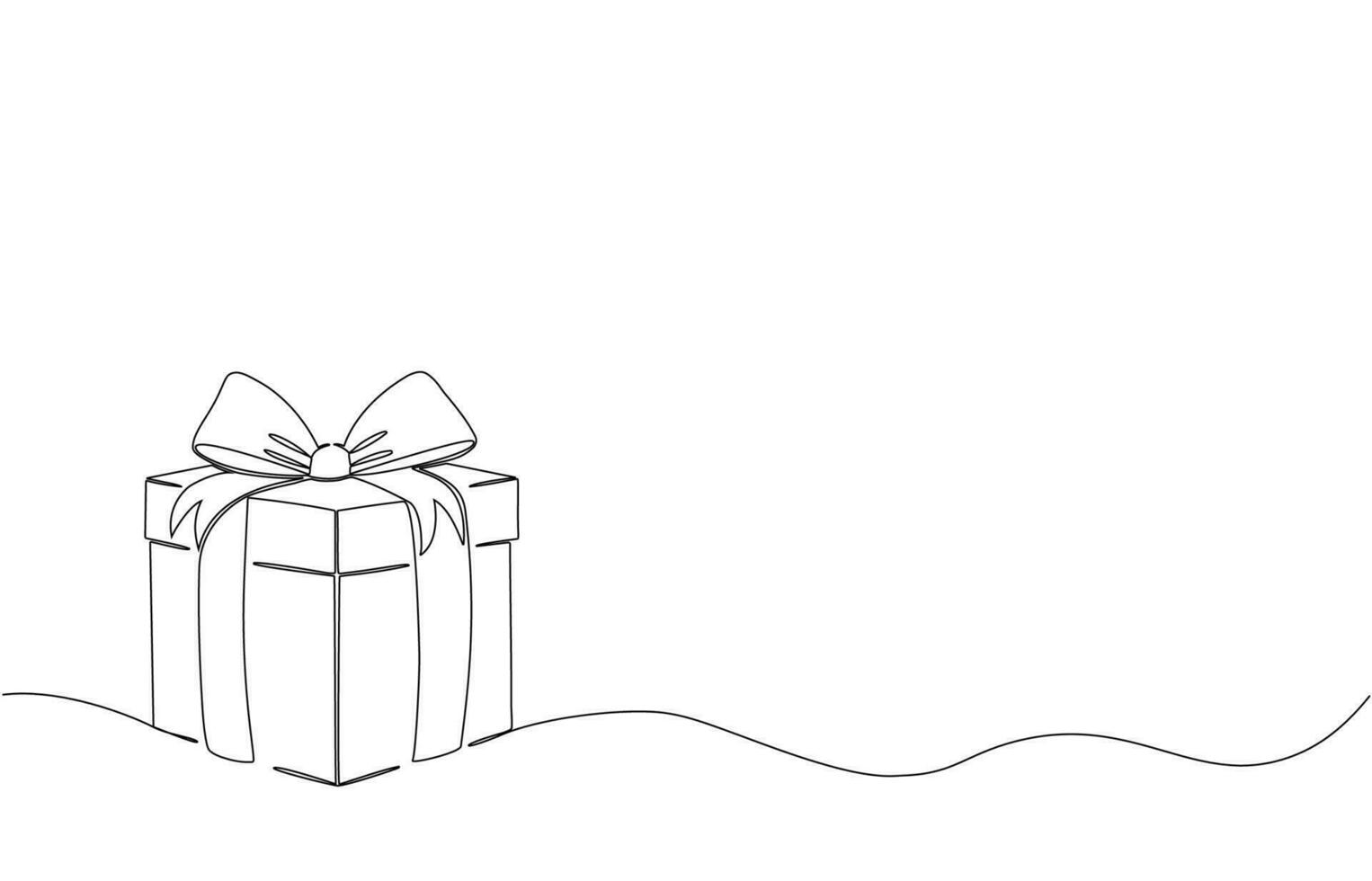 continuo uno linea Natale presente scatola con nastro e arco. vettore illustrazione