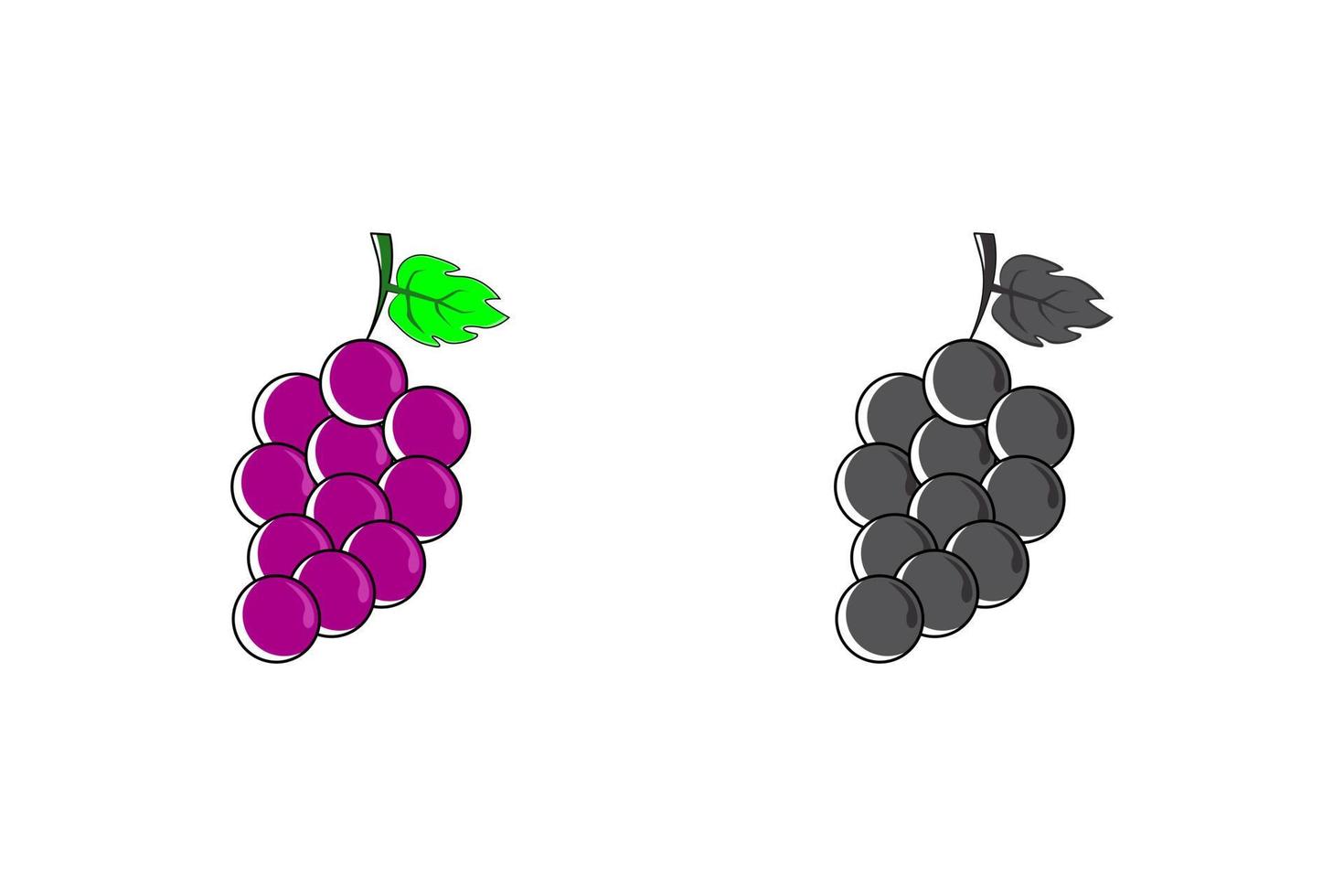 illustrazione di icona di frutta uva viola e nera su sfondo bianco vettore