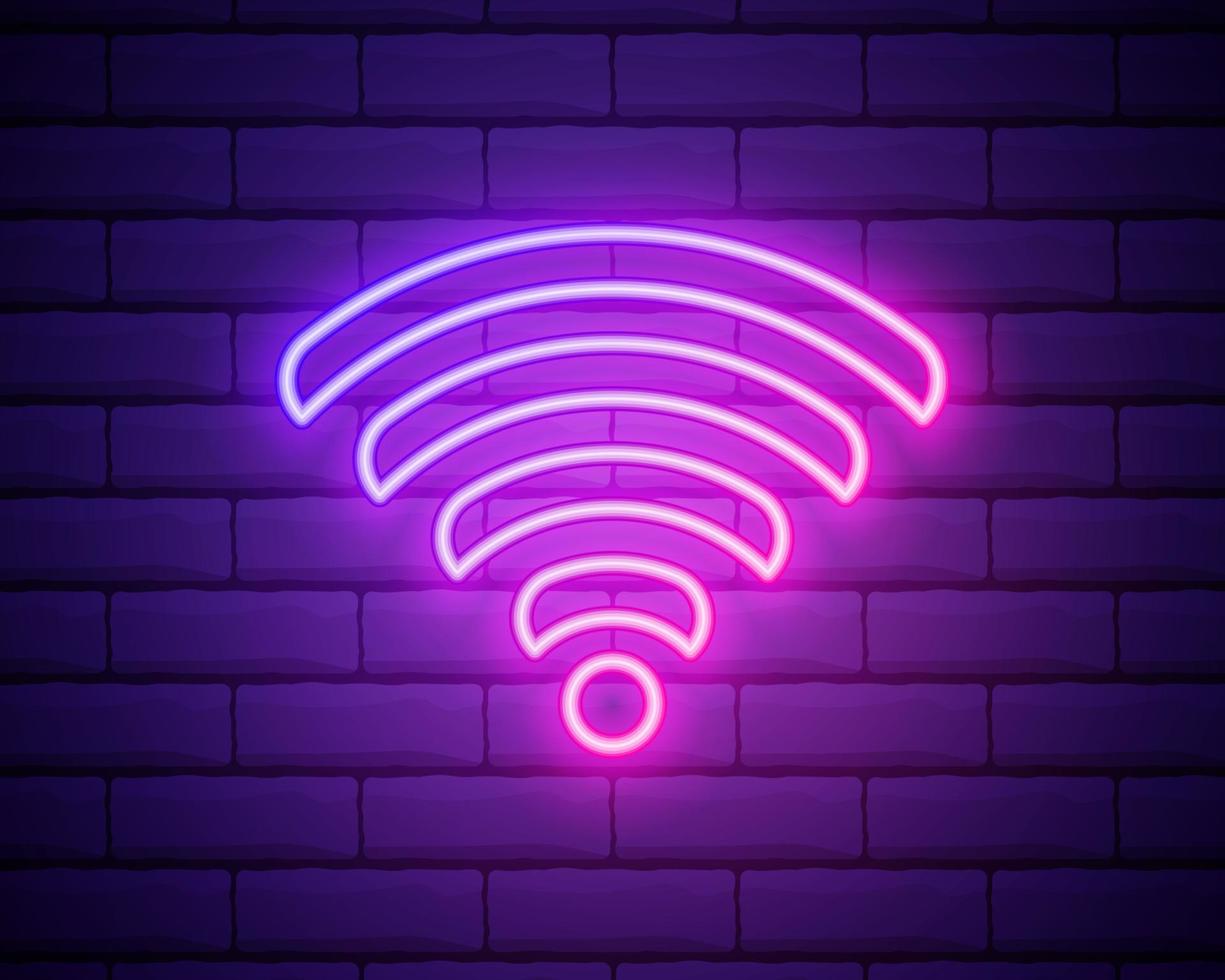wi-fi neon sign.vector pubblicità luminosa notturna. vettore