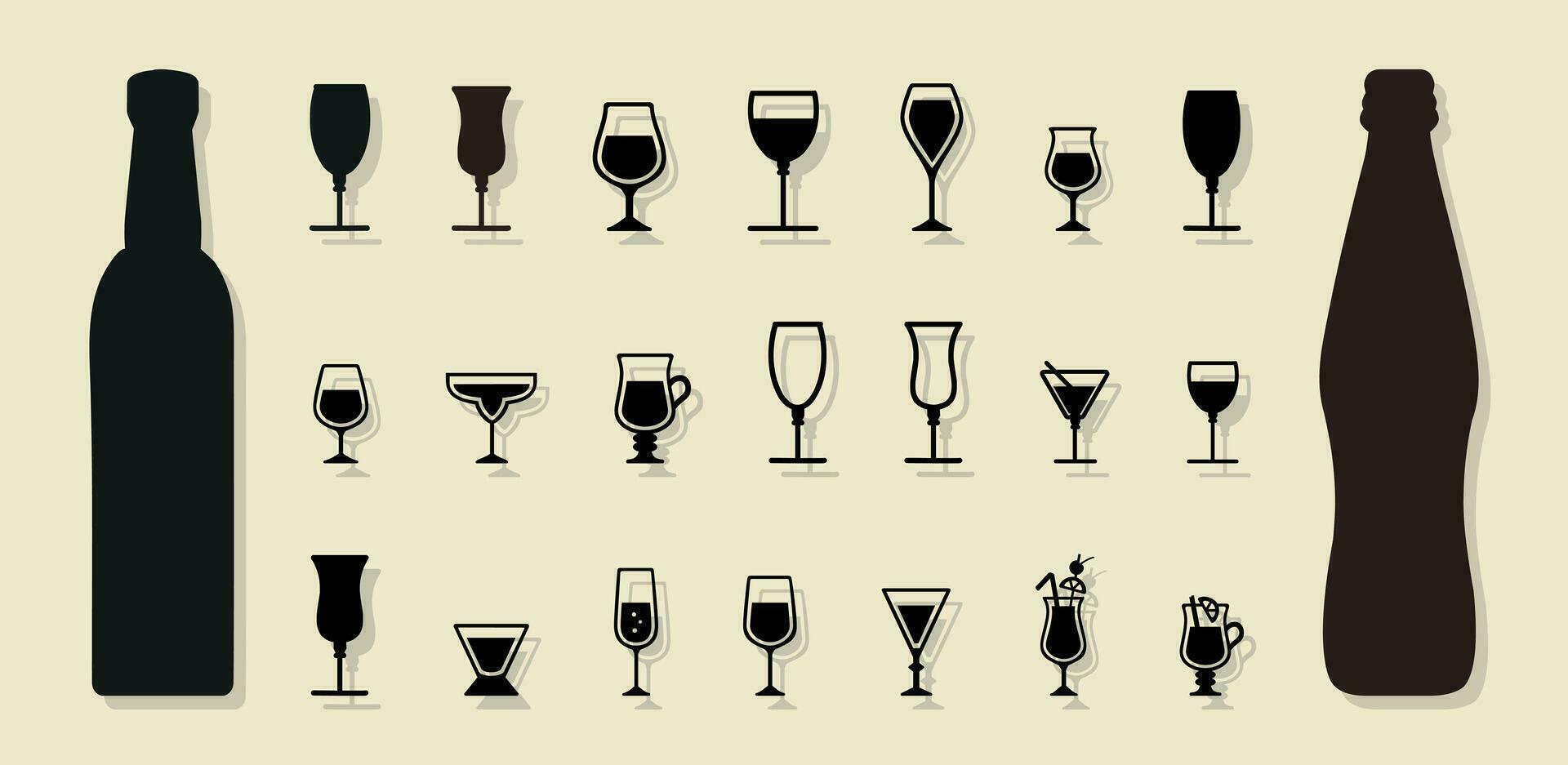 vino bottiglia alcool con vino bicchiere simbolo vettore illustrazione.