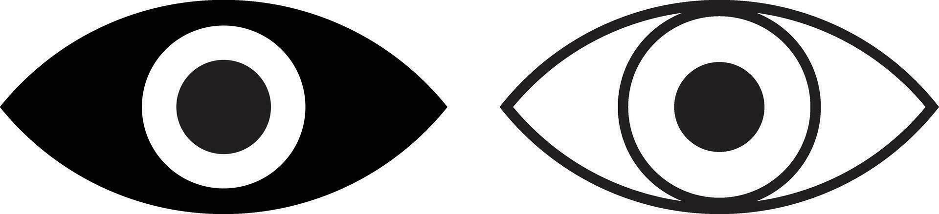 occhio icona impostato nel Due stili isolato su bianca sfondo vettore