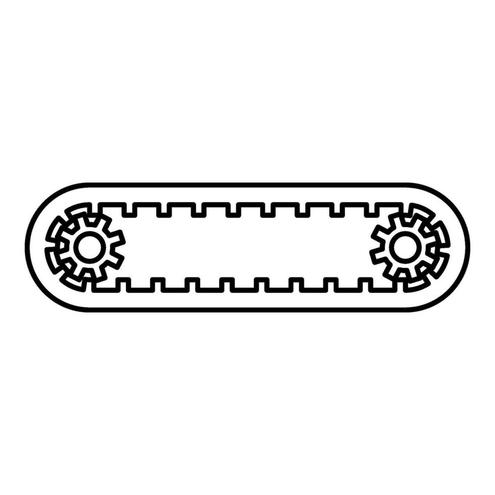 cinghia per motore dentato cintura per ingranaggi cambelt tempismo gas distribuzione meccanismo contorno schema linea icona nero colore vettore illustrazione Immagine magro piatto stile