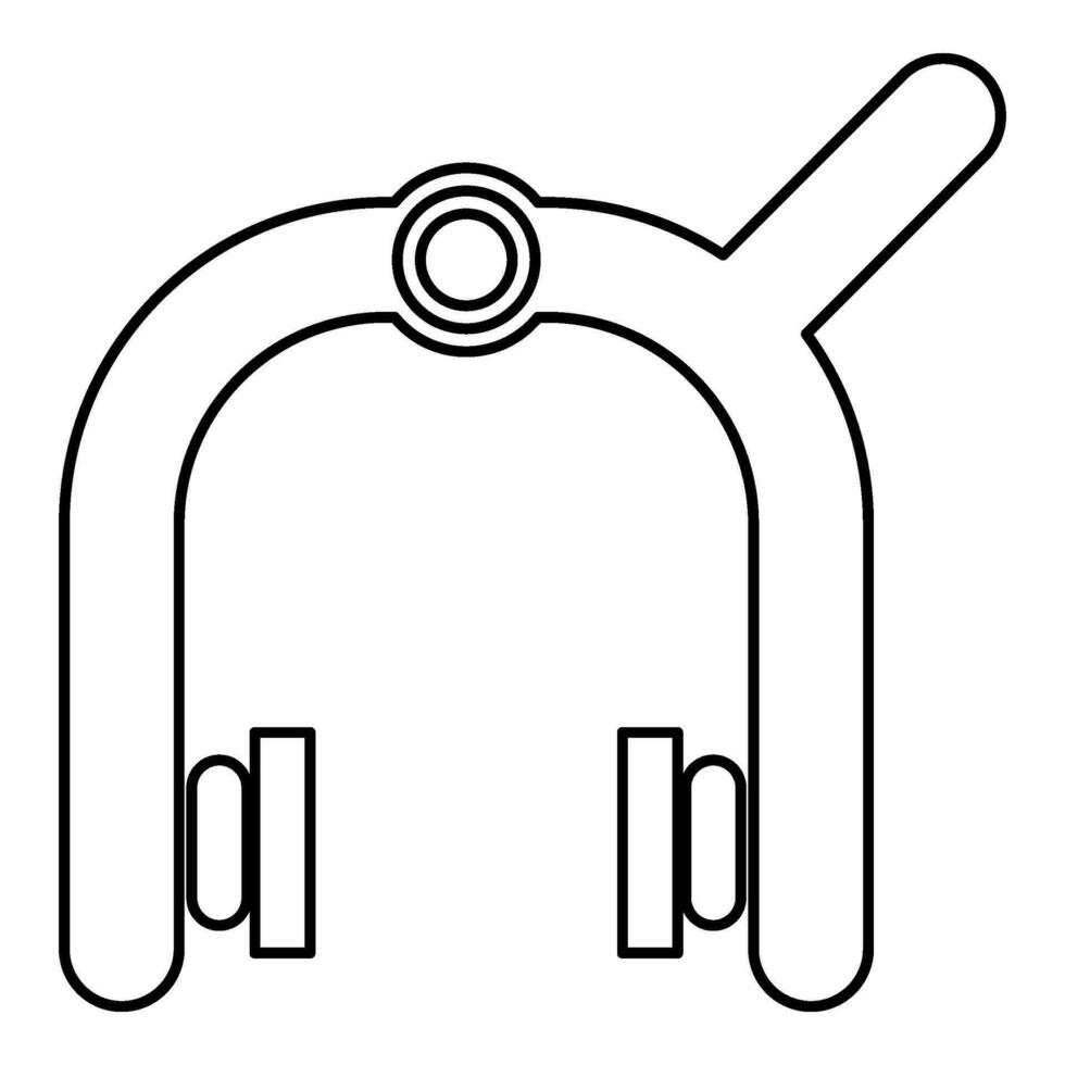 bicicletta freno pastiglie cruciale meccanico dietro a ciclista sicurezza doppio perno dispositivo contorno schema linea icona nero colore vettore illustrazione Immagine magro piatto stile