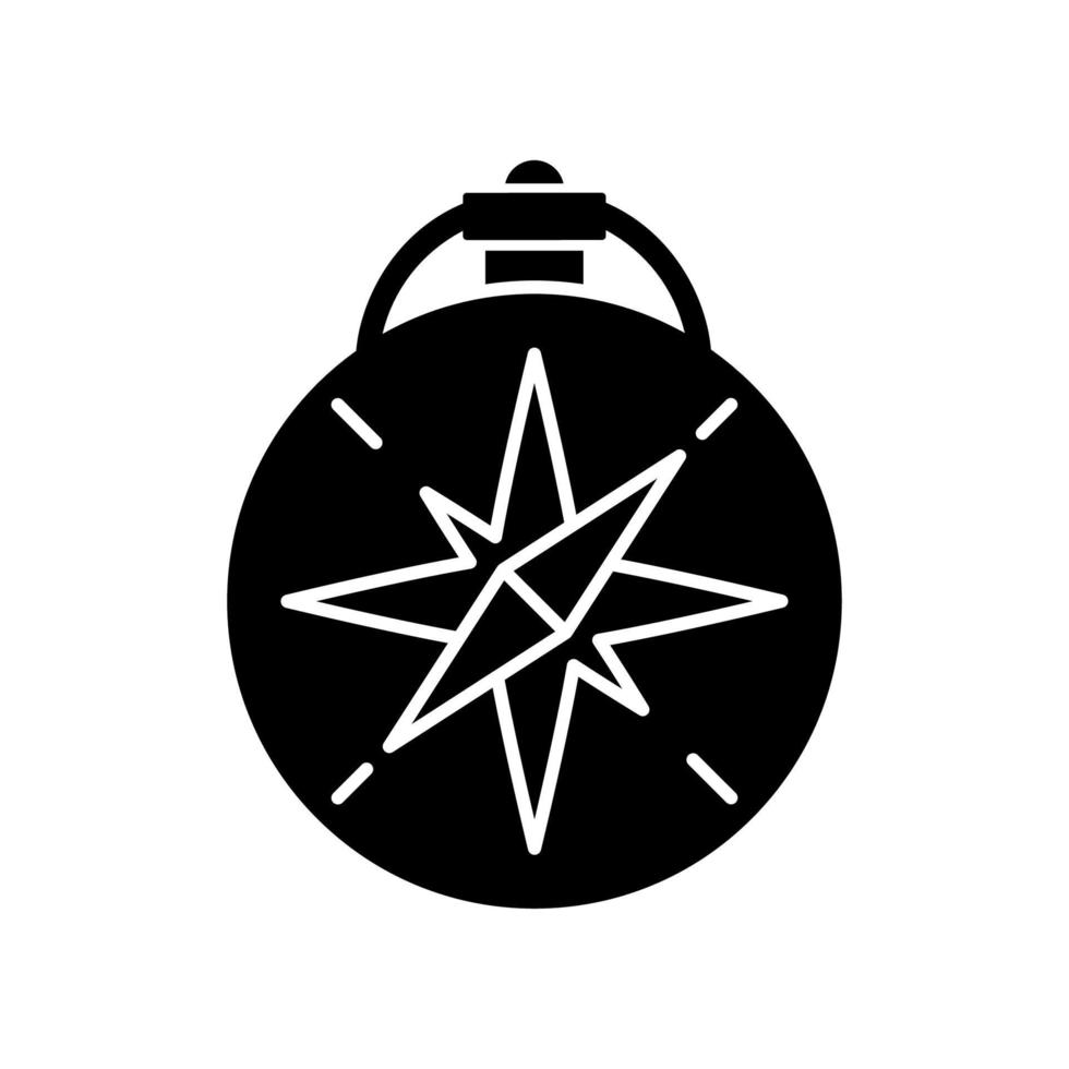 icona del glifo nero con bussola in stile vintage vettore