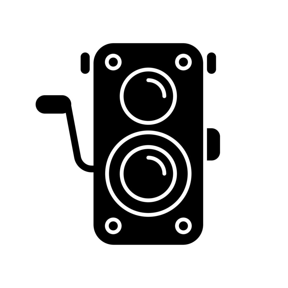 icona del glifo nero della vecchia macchina fotografica vettore