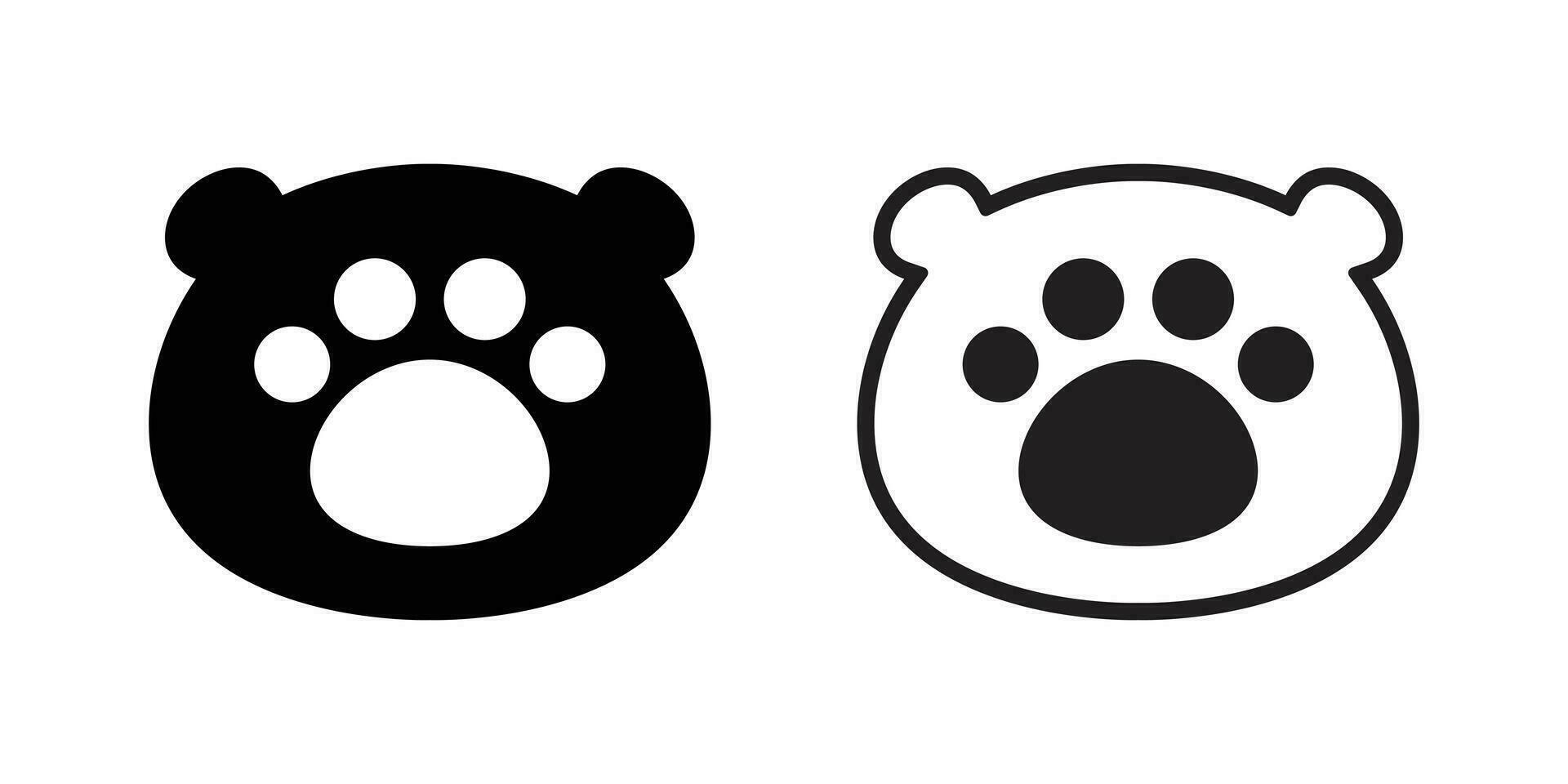 orso testa polare orso zampa vettore orma icona orsacchiotto cartone animato personaggio simbolo illustrazione design