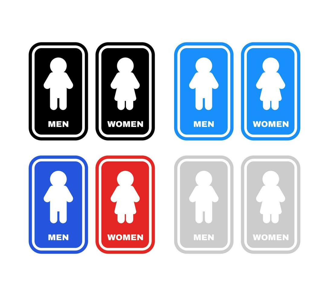 impostato di maschio e femmina gabinetto cartello logo icone. vario colori. isolato su bianca sfondo. piatto vettore icona.