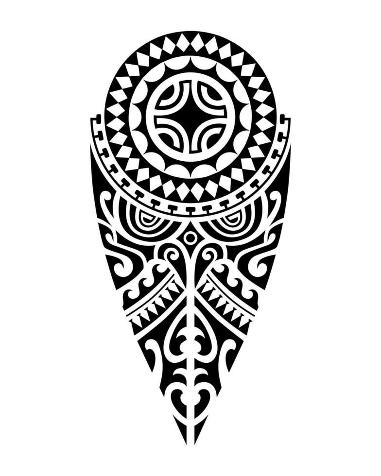 tatuaggio schizzo maori stile per gamba o spalla con svastica. nero e bianca. vettore