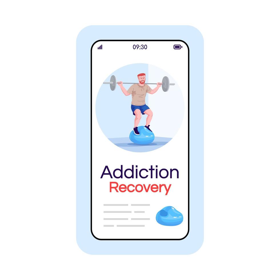 schermata dell'app per smartphone post social media per dipendenza da allenamento vettore
