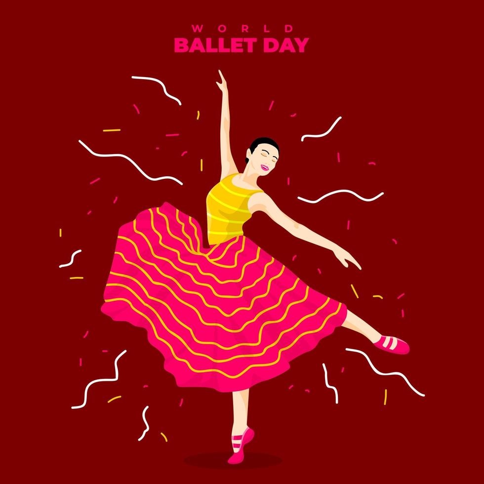 una donna che balla con grazia nel balletto - giornata mondiale del balletto vettore
