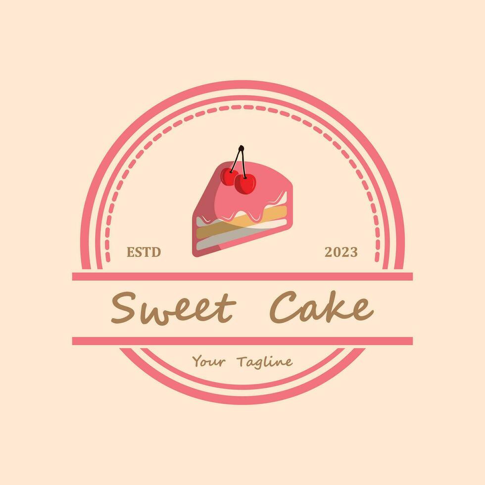 dolce torta logo. compleanno torta icona con dolce ciliegie vettore