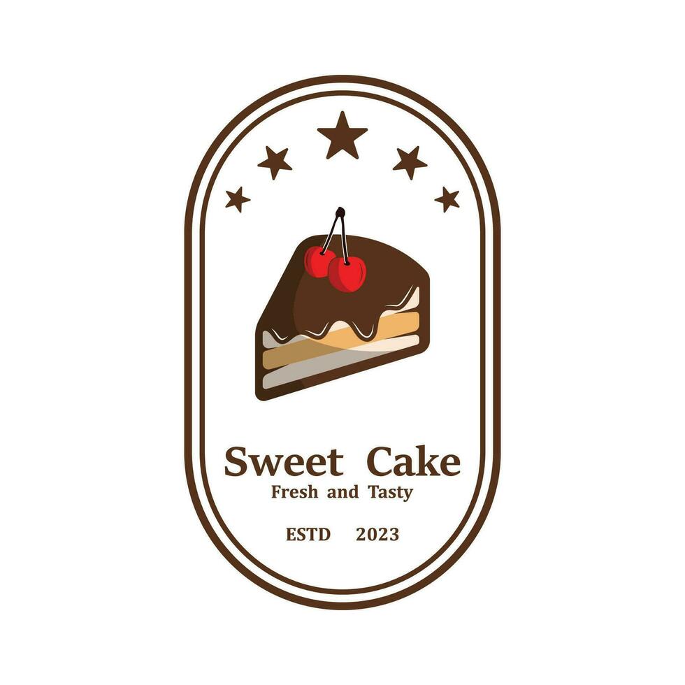 dolce torta logo. compleanno torta icona con dolce ciliegie vettore