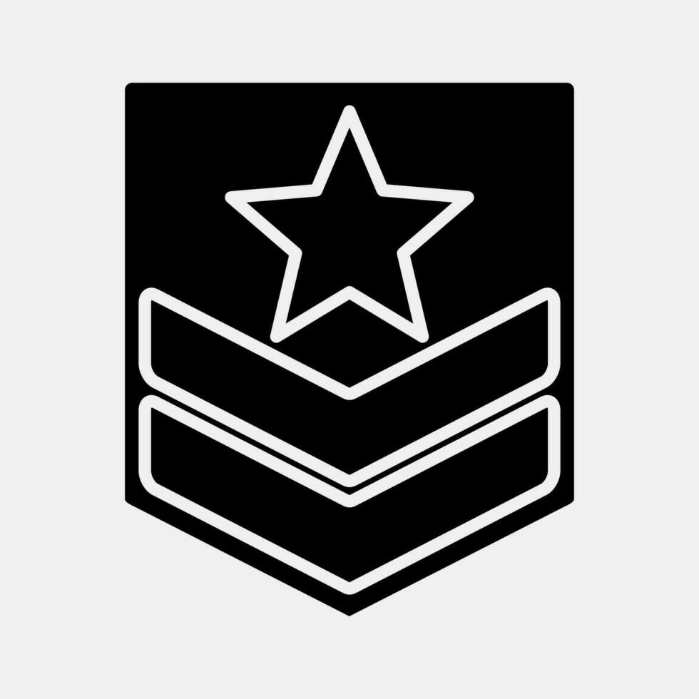 icona militare distintivo. militare elementi. icone nel glifo stile. bene per stampe, manifesti, logo, infografica, eccetera. vettore