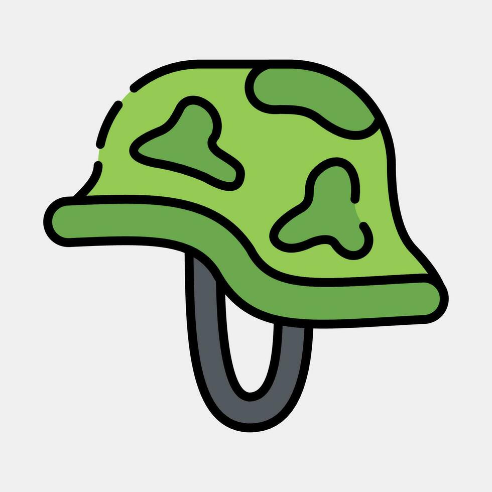 icona casco. militare elementi. icone nel pieno linea stile. bene per stampe, manifesti, logo, infografica, eccetera. vettore