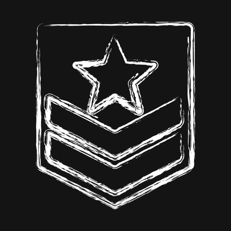 icona militare distintivo. militare elementi. icone nel gesso stile. bene per stampe, manifesti, logo, infografica, eccetera. vettore