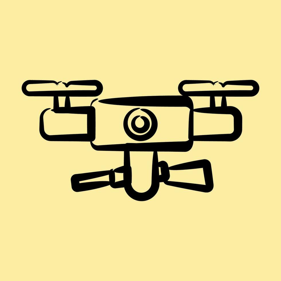 icona militare drone. militare elementi. icone nel mano disegnato stile. bene per stampe, manifesti, logo, infografica, eccetera. vettore