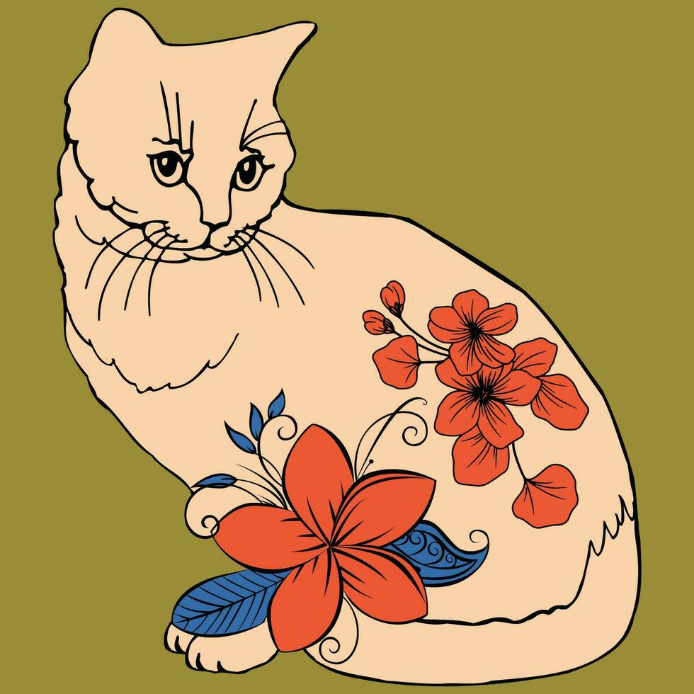 disegno del gatto carino vettore