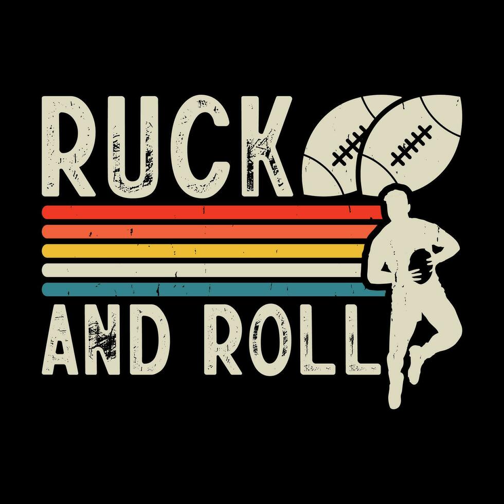 ruck e rotolo divertente Rugby giocatore allenatore Vintage ▾ Rugby giocatore maglietta design vettore