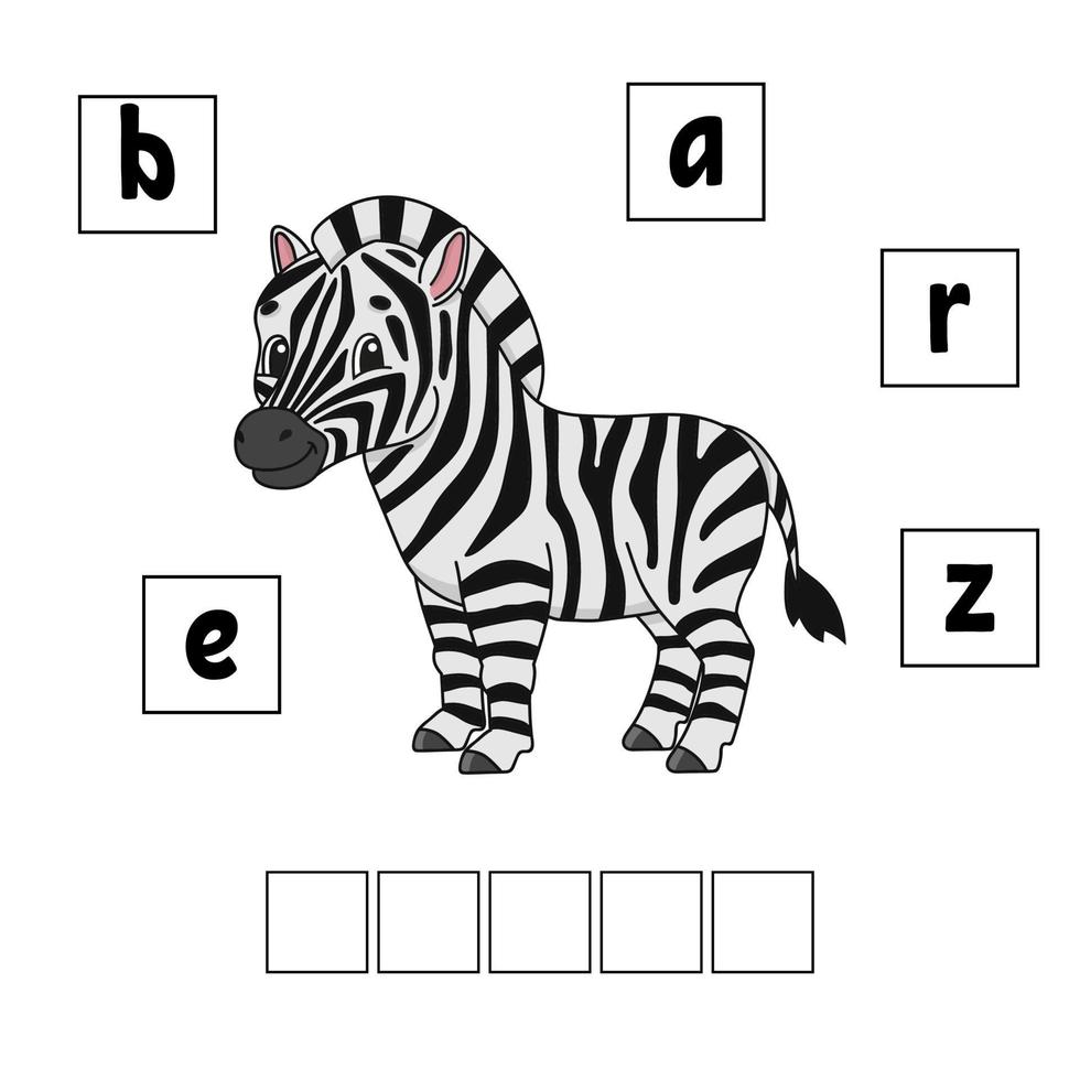 puzzle di parole. foglio di lavoro per lo sviluppo dell'istruzione. gioco di apprendimento per bambini. pagina delle attività. puzzle per bambini. indovinello per la scuola materna. semplice illustrazione vettoriale piatto isolato in stile cartone animato carino.