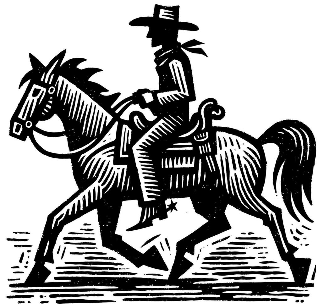 ai generato cowboy equitazione cavallo vettore
