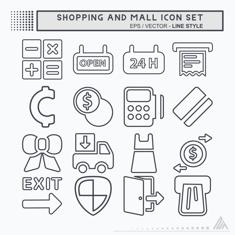 imposta il vettore dell'icona di shopping e centro commerciale - stile di linea