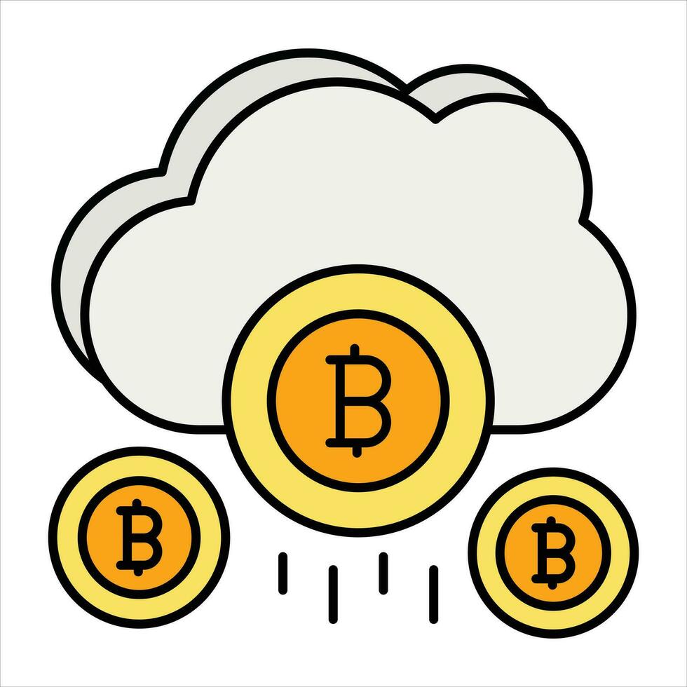 bitcoin nube colore schema icona design stile vettore