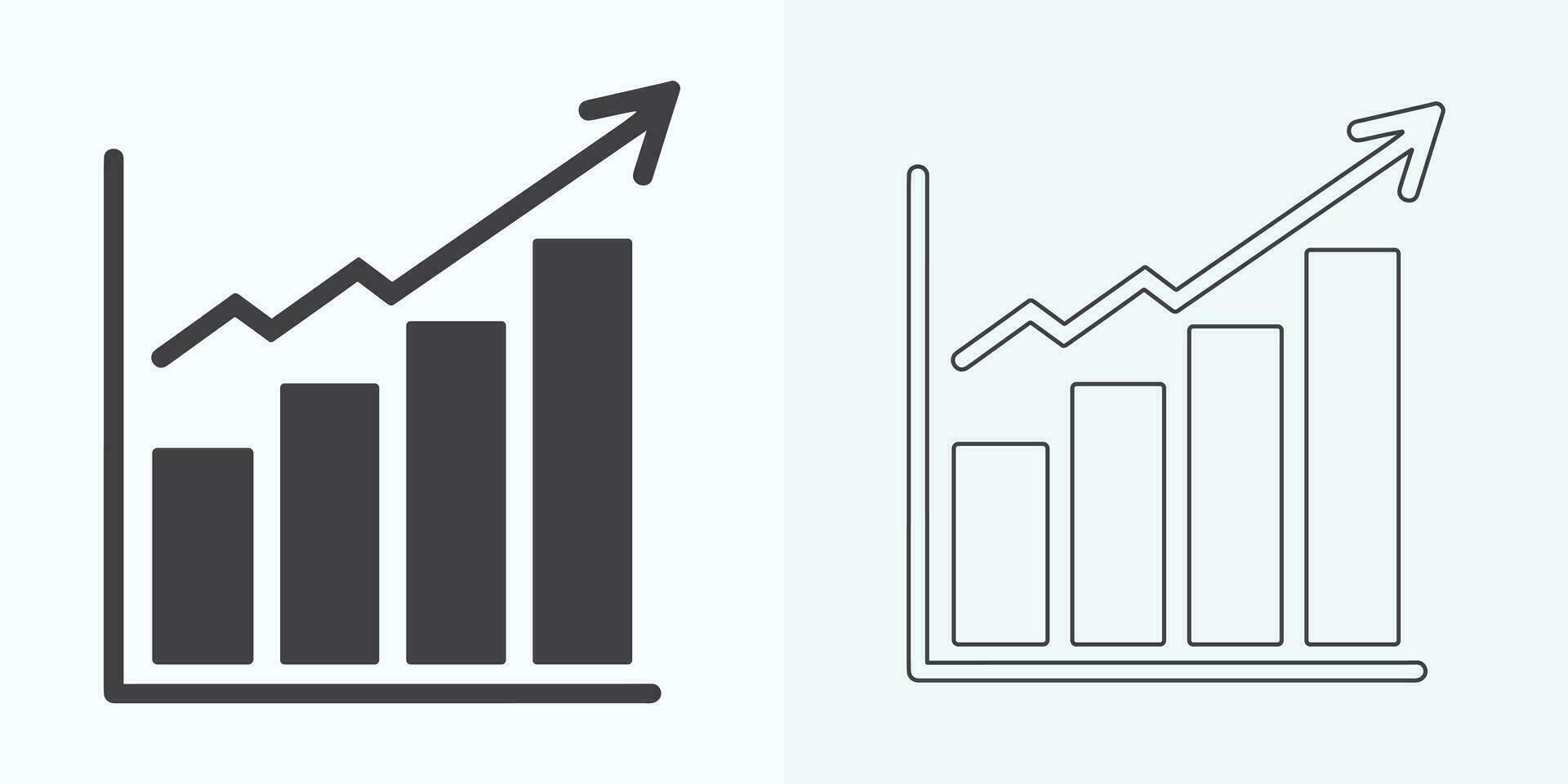 in crescita grafico icona, bar grafico icona, infografica, crescite grafico collezione per attività commerciale miglioramento analisi, diagramma simbolo, finanziario profitto grafico bar vettore illustrazione