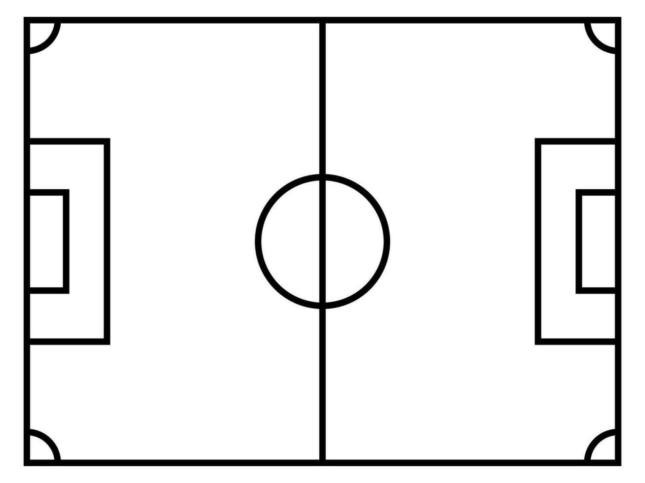 calcio campo semplice nero e bianca superiore giù Visualizza vettore