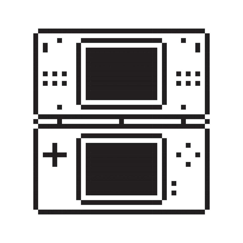 video gioco retrò palmare consolle illustrazione gamepad cartello pixel arte stile vettore