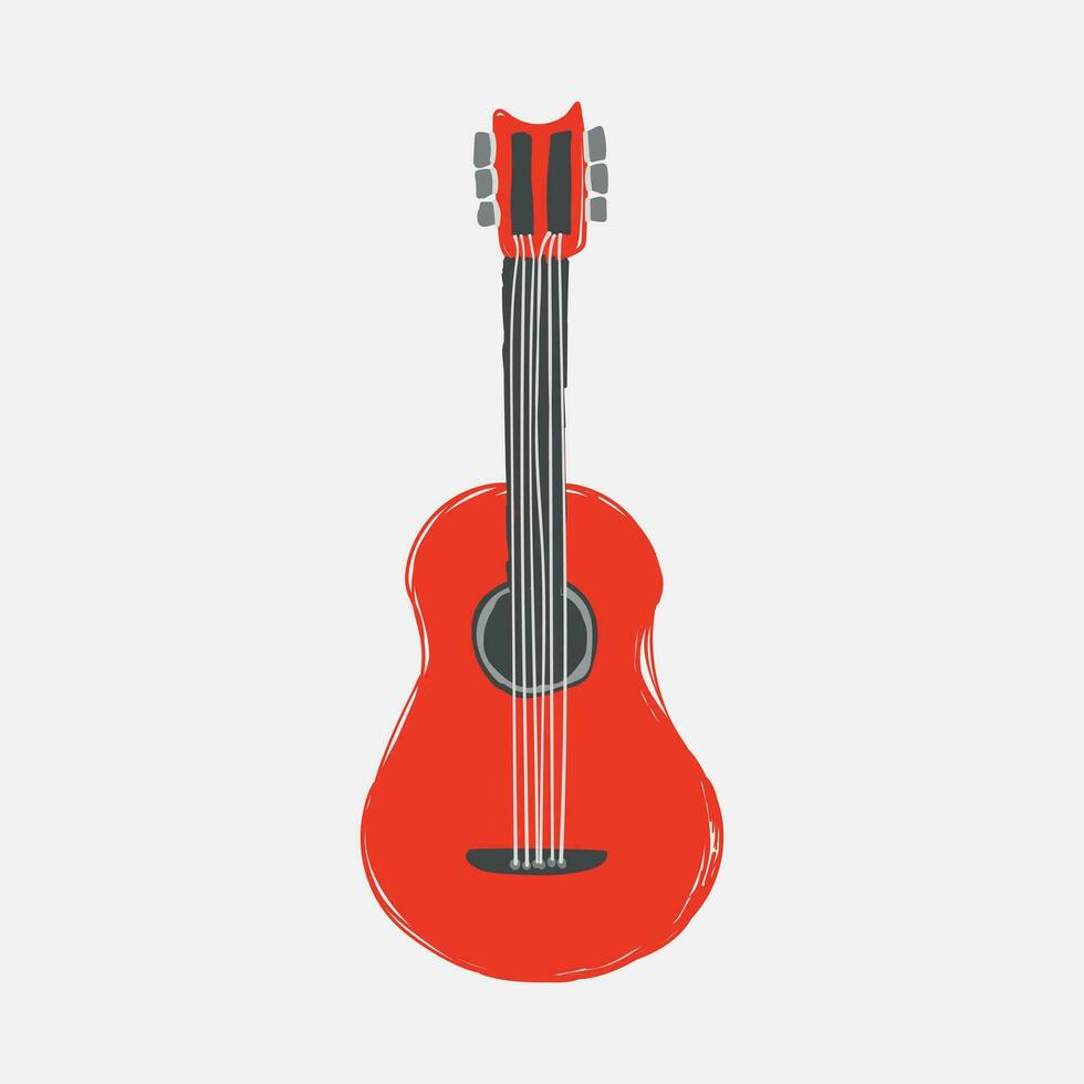 classico acustico chitarra piatto illustrazione vettore