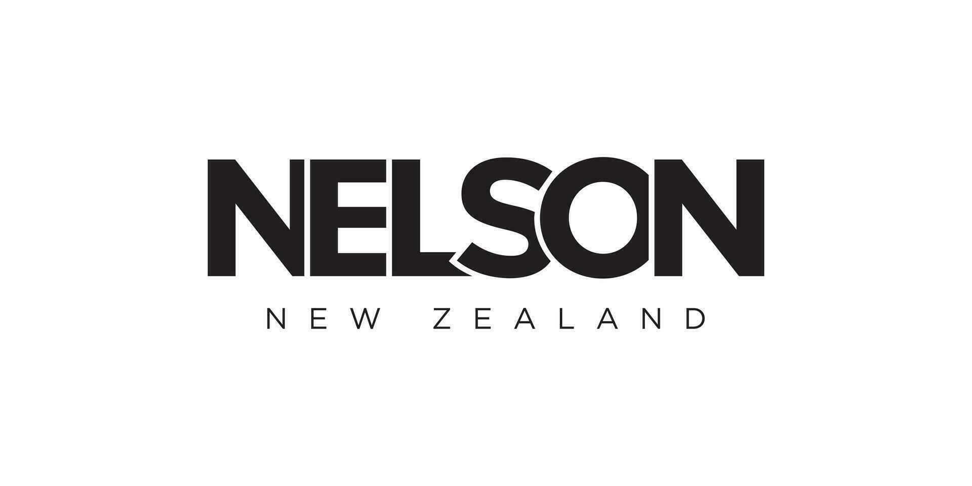 Nelson nel il nuovo Zelanda emblema. il design Caratteristiche un' geometrico stile, vettore illustrazione con grassetto tipografia nel un' moderno font. il grafico slogan scritta.