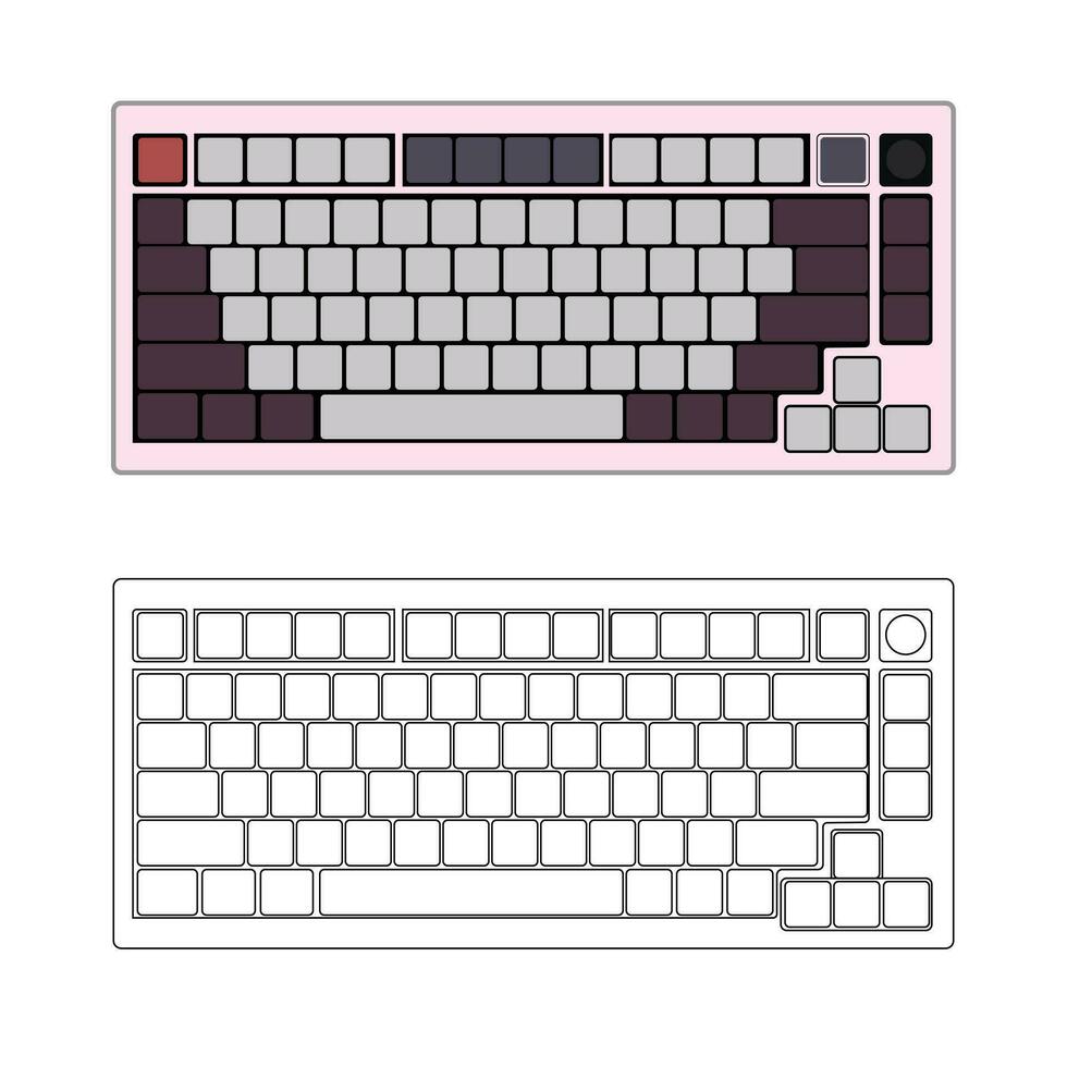computer tastiera del computer, gioco tastiera illustrazione vettore, linea arte eps vettore