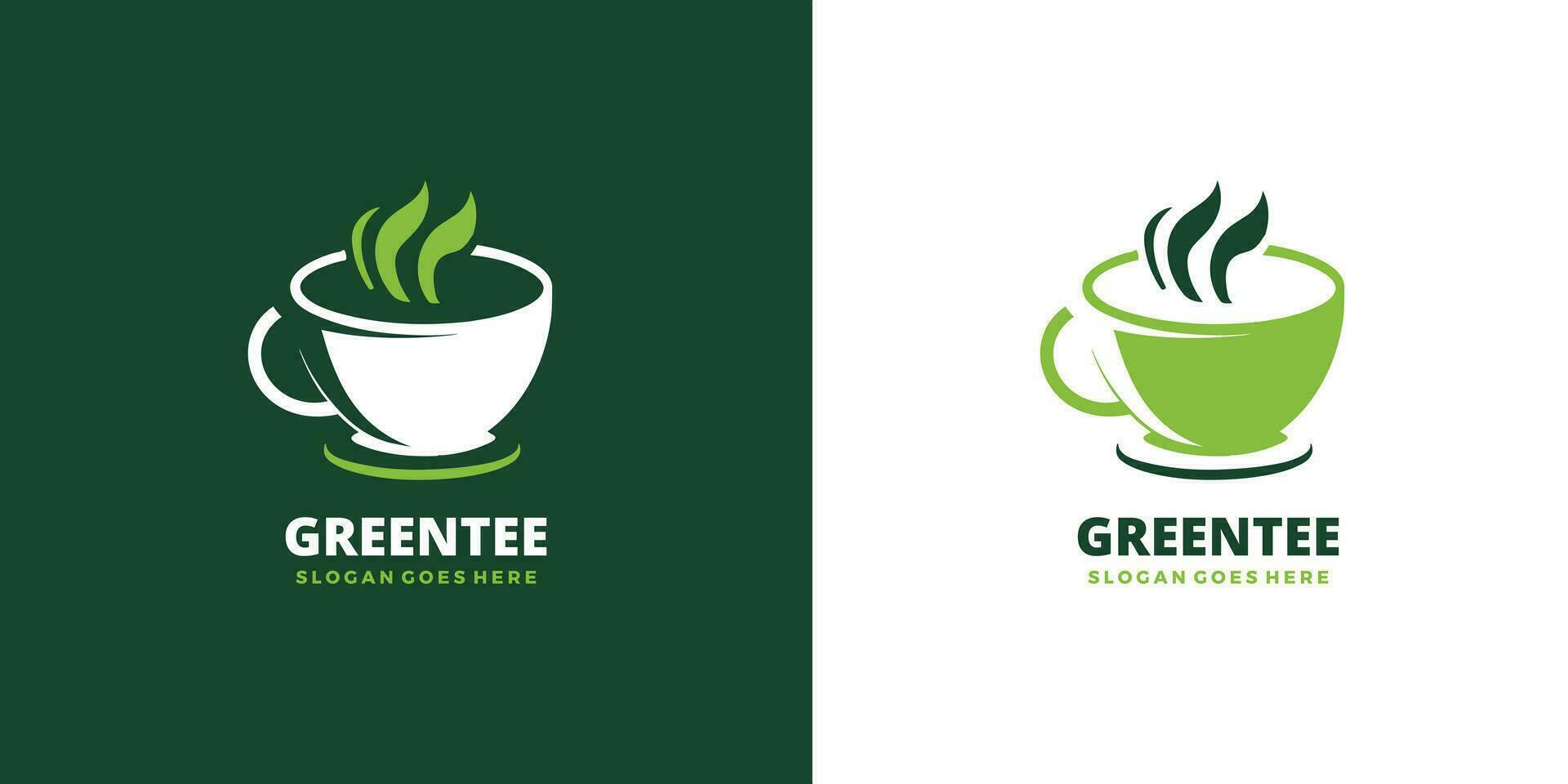 verde tè logo design gratuito vettore