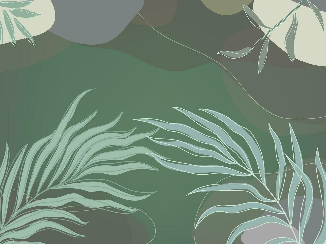 verde le foglie palma floreale Linee arte Stampa design. botanico parete arte vettore astratto arte design per parete Stampa.