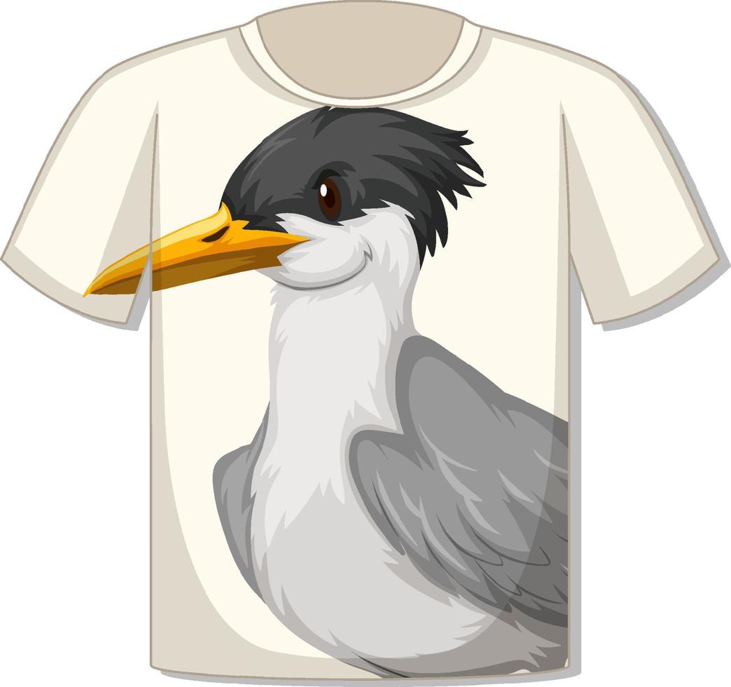 parte anteriore della t-shirt con modello di uccello vettore