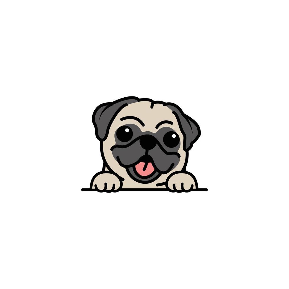 simpatico cartone animato di cane carlino, illustrazione vettoriale